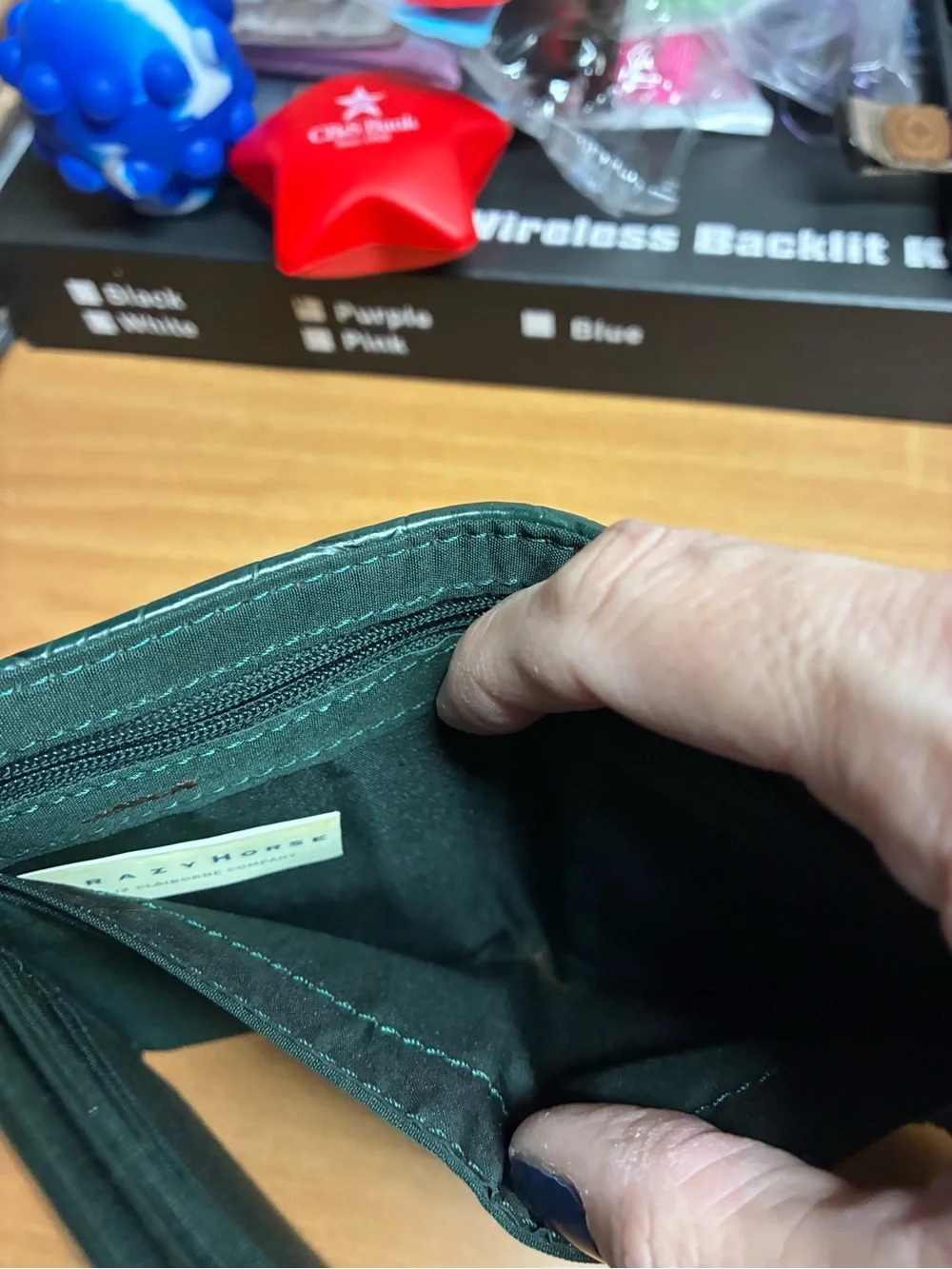 Crazy Horse Embossed Green Croc Wallet